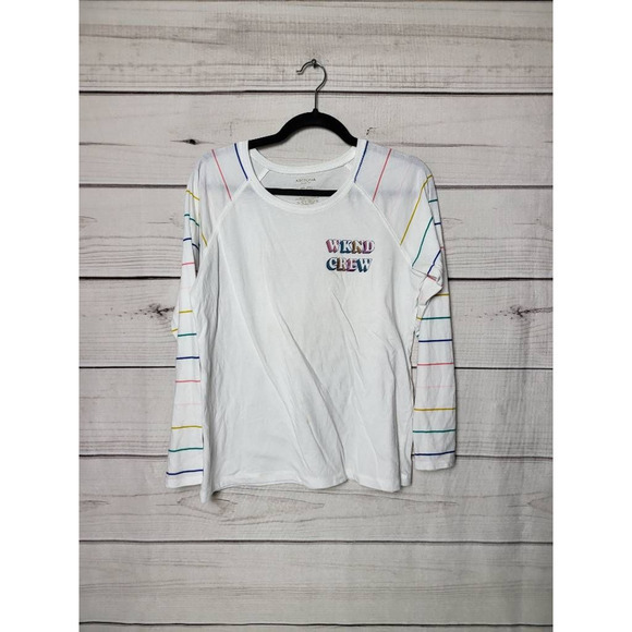 Arizona Girls Weekend Crew T Shirt Long Raglan Sleeve White Stripe Plus 20.5 2XL - Picture 1 of 5